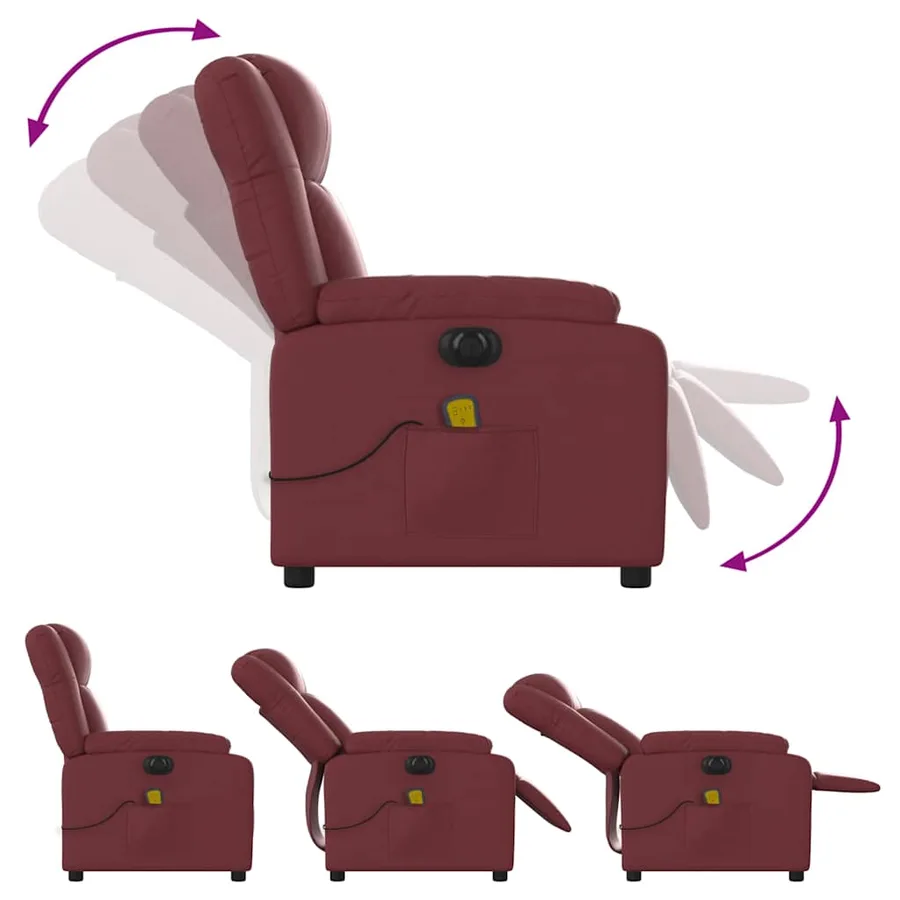Fauteuil de massage inclinable électrique rouge bordeaux - 7