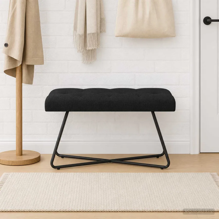 Banc avec capitonnage bouton Noir 80 x 40 x 46 cm Tissu