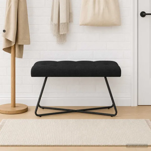 Banc avec capitonnage bouton Noir 80 x 40 x 46 cm Tissu