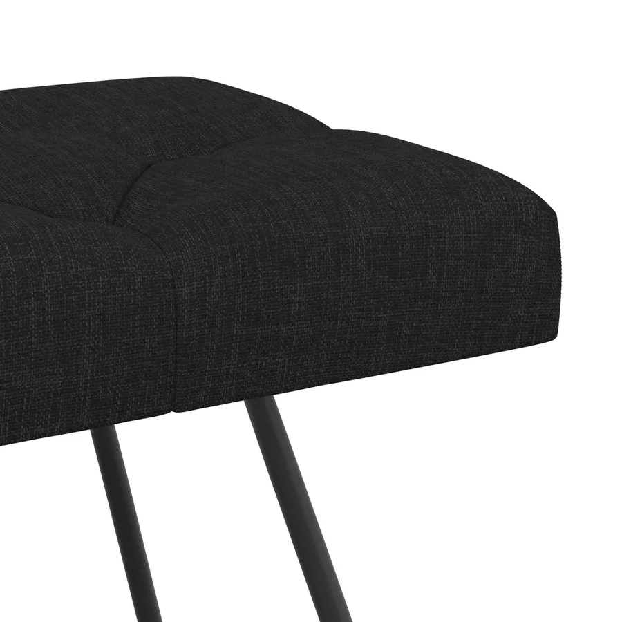 Banc avec capitonnage bouton Noir 80 x 40 x 46 cm Tissu - 6