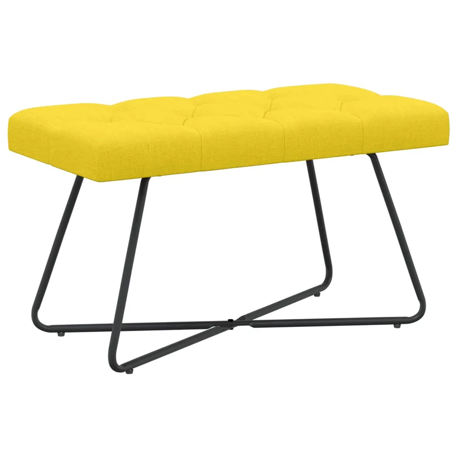Banc avec capitonnage bouton Jaune clair 80 x 40 x 46 cm Tissu - 2