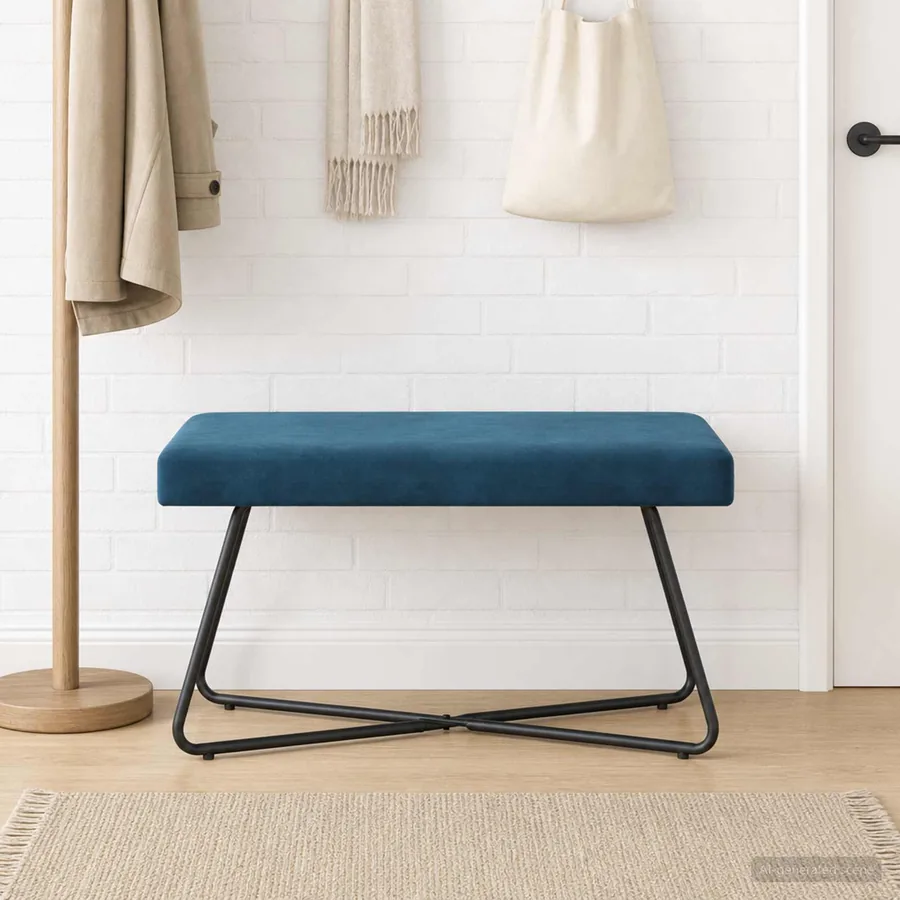 banc Bleu 80 x 40 x 45 cm Velours