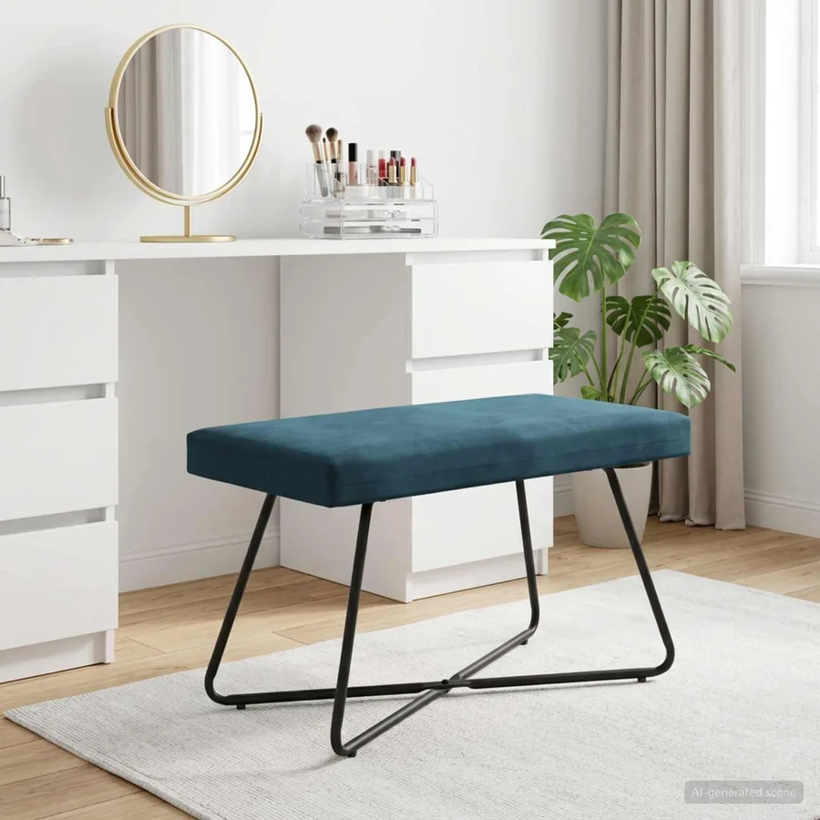 banc Bleu 80 x 40 x 45 cm Velours - 3