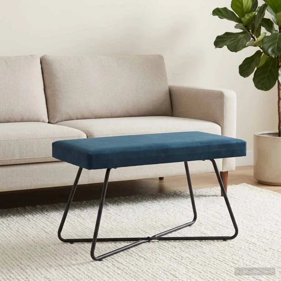 banc Bleu 80 x 40 x 45 cm Velours - 4