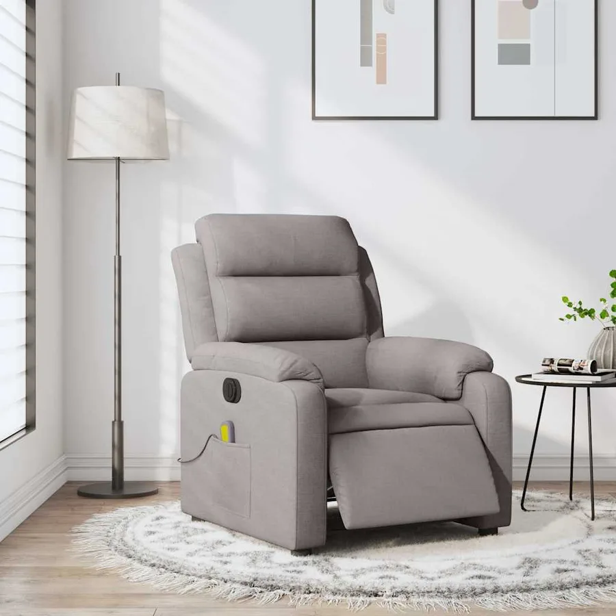 Fauteuil de massage inclinable électrique Taupe Tissu - 15