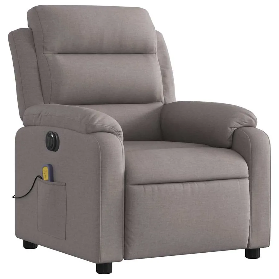 Fauteuil de massage inclinable électrique Taupe Tissu - 4