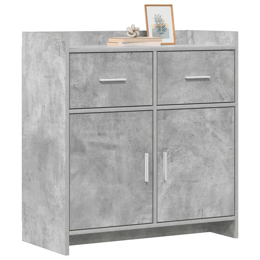 Buffet Gris béton 75 x 36 x 80 cm Bois d'ingénierie - 3