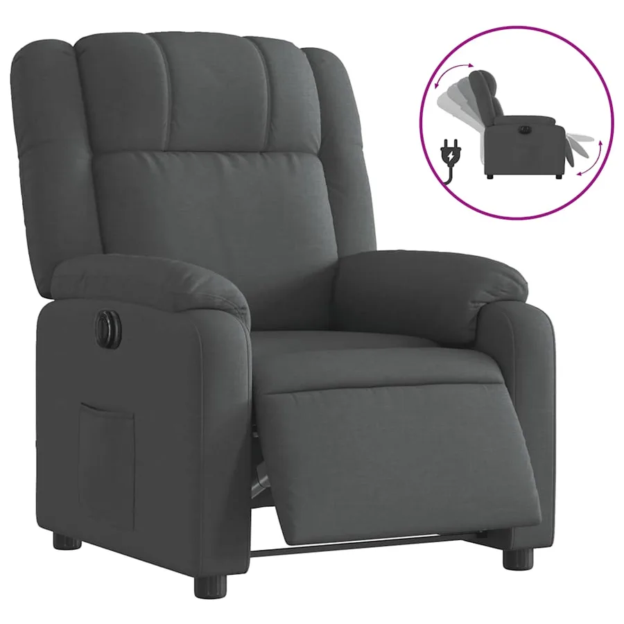 Fauteuil inclinable électrique Gris foncé Tissu - 2