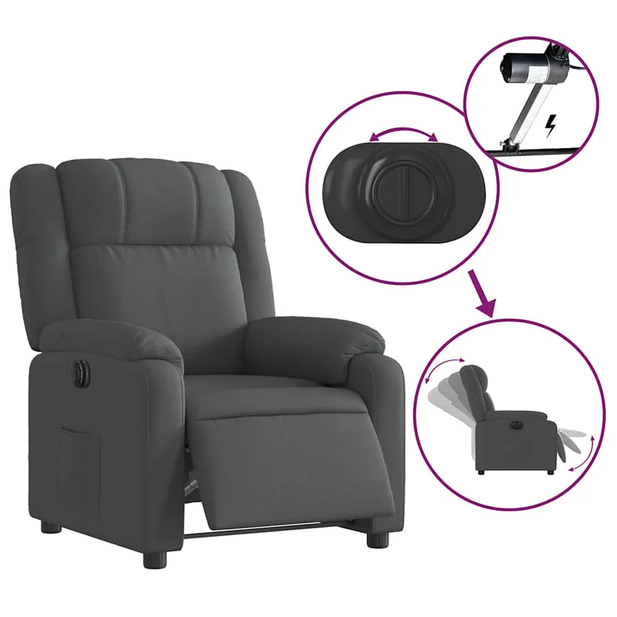 Fauteuil inclinable électrique Gris foncé Tissu - 6