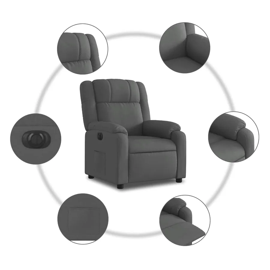 Fauteuil inclinable électrique Gris foncé Tissu - 8