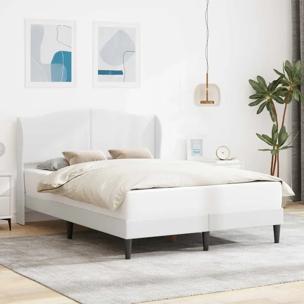Cadre de lit avec tête de lit Blanc 140 x 200 cm Simili cuir