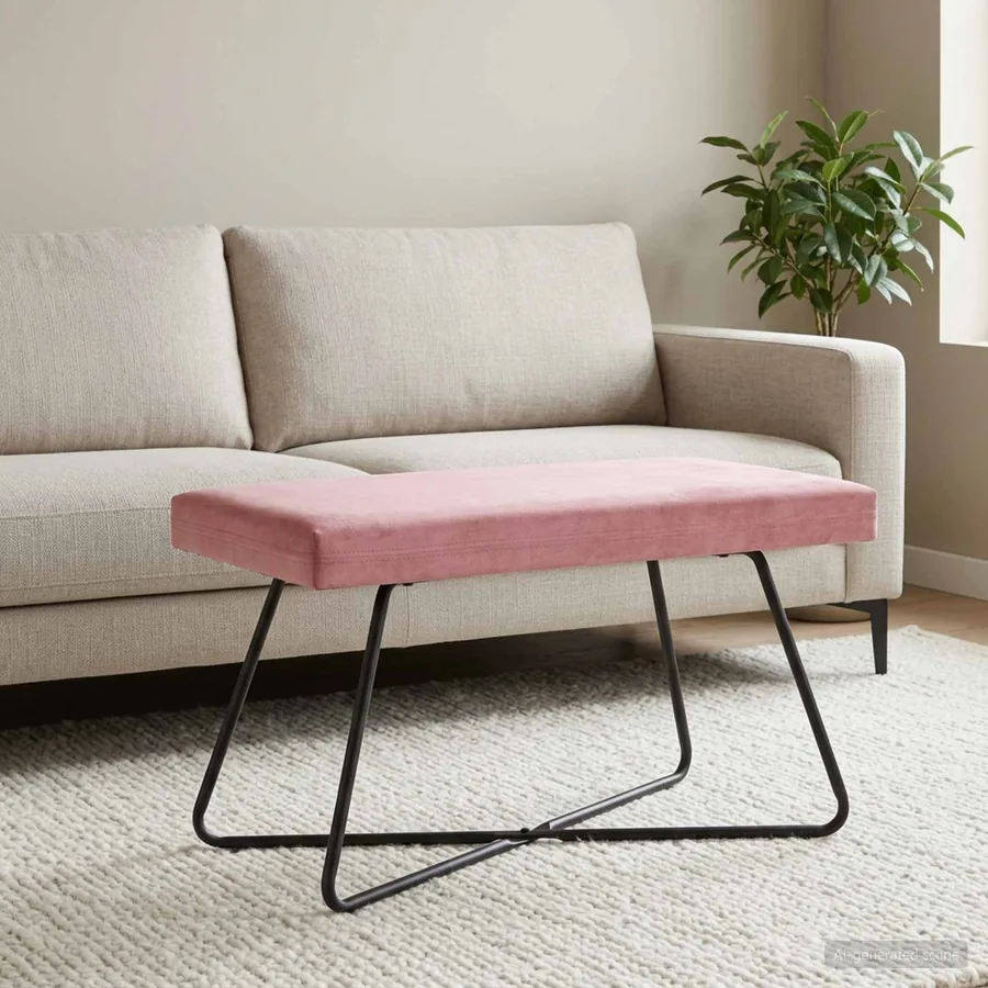 banc Rose 80 x 40 x 45 cm Velours