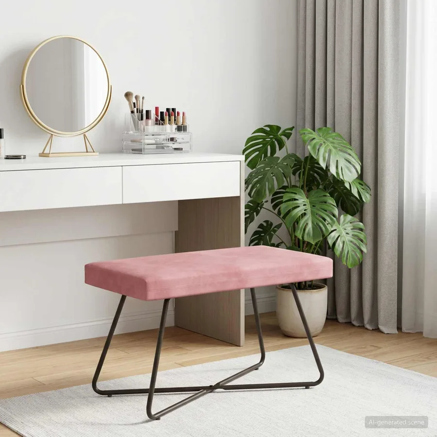 banc Rose 80 x 40 x 45 cm Velours - 3