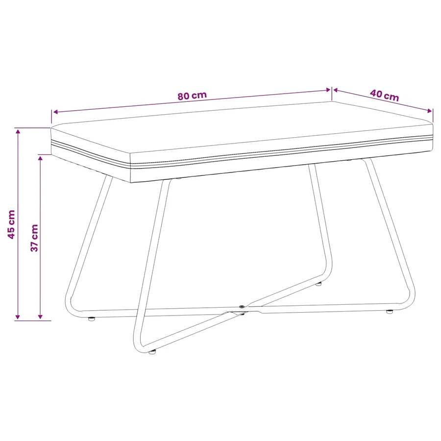 banc Rose 80 x 40 x 45 cm Velours - 9