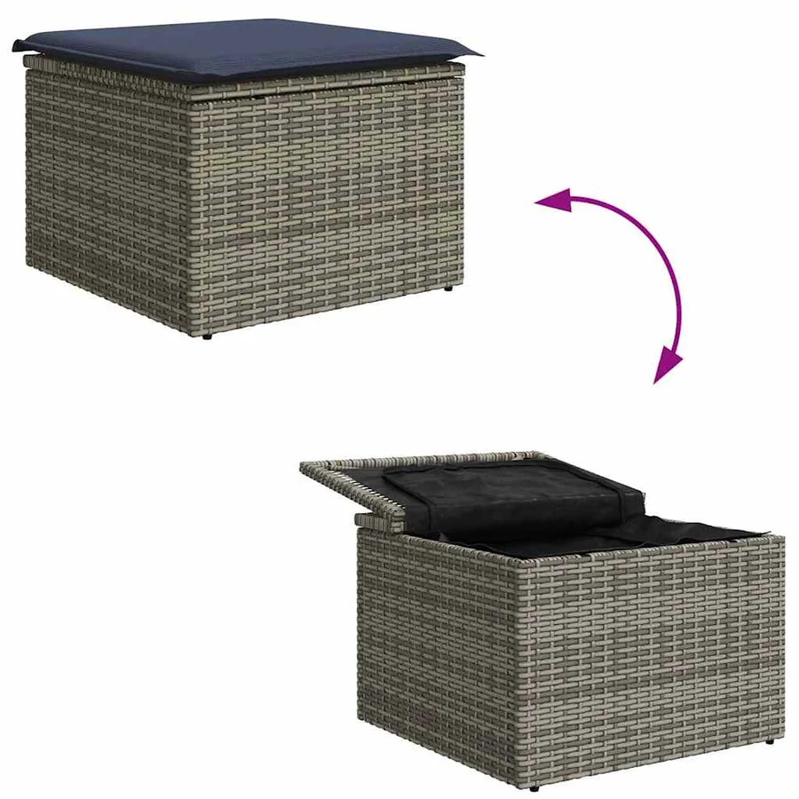Ensemble de canapé de jardin 9 pcs Gris Poly rotin - 16