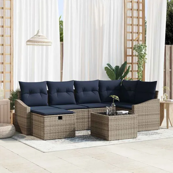 Ensemble de Canapés avec coussin 3 pcs polyrotin
