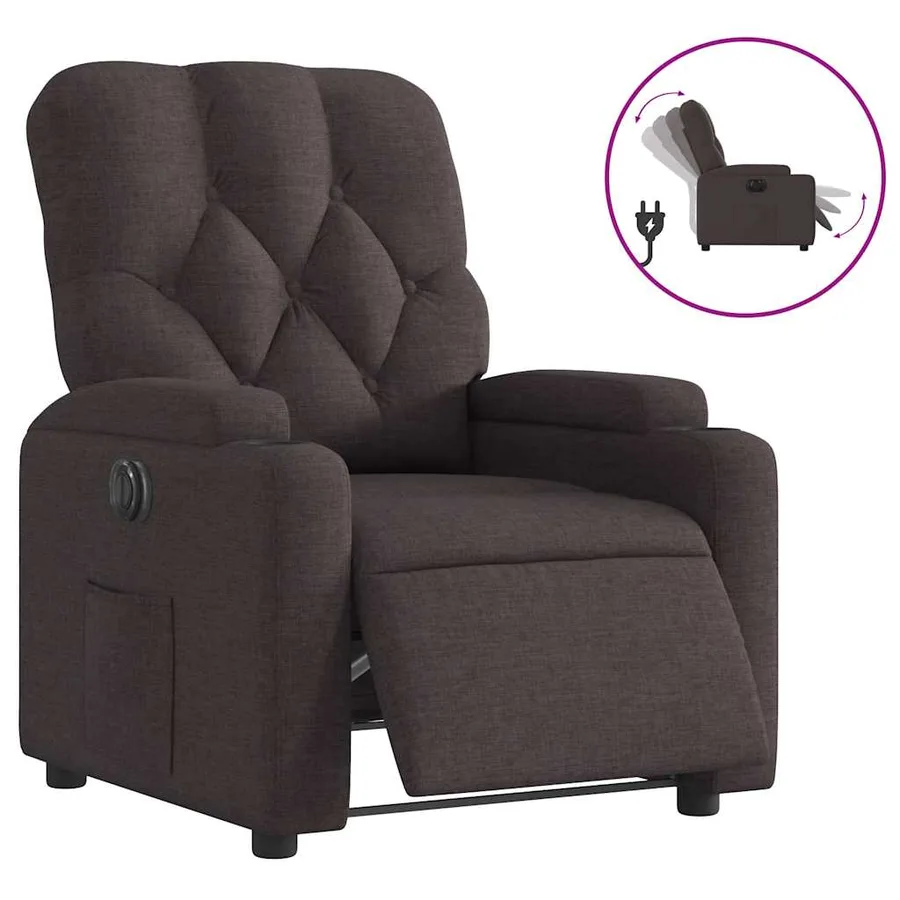 Fauteuil inclinable électrique Marron foncé Tissu - 2