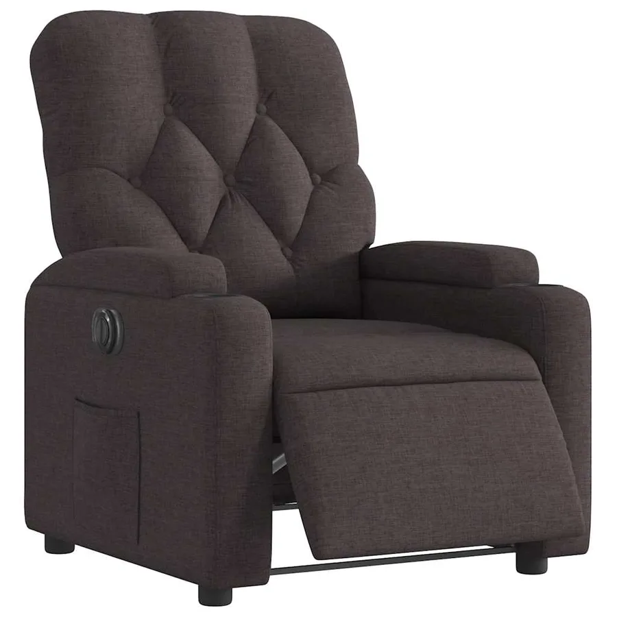Fauteuil inclinable électrique Marron foncé Tissu - 3