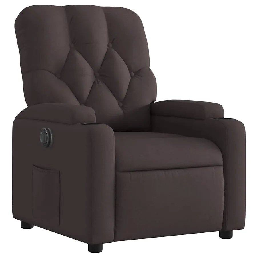 Fauteuil inclinable électrique Marron foncé Tissu - 4