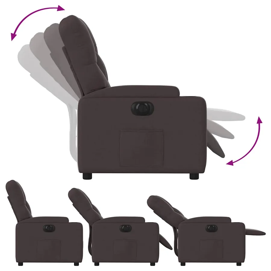 Fauteuil inclinable électrique Marron foncé Tissu - 7