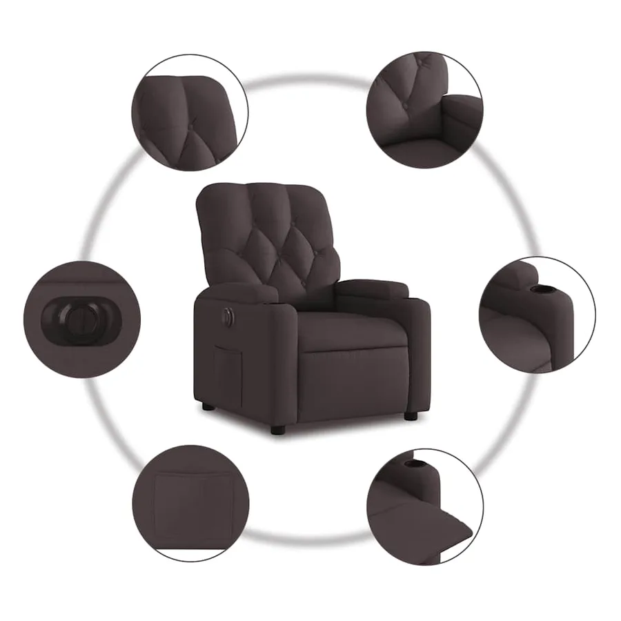 Fauteuil inclinable électrique Marron foncé Tissu - 8