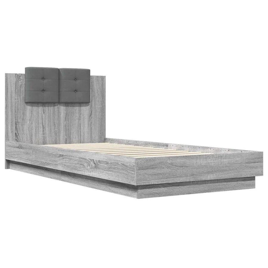 Cadre de lit avec LED Sonoma gris 80 x 200 cm Bois d'ingénierie - 4