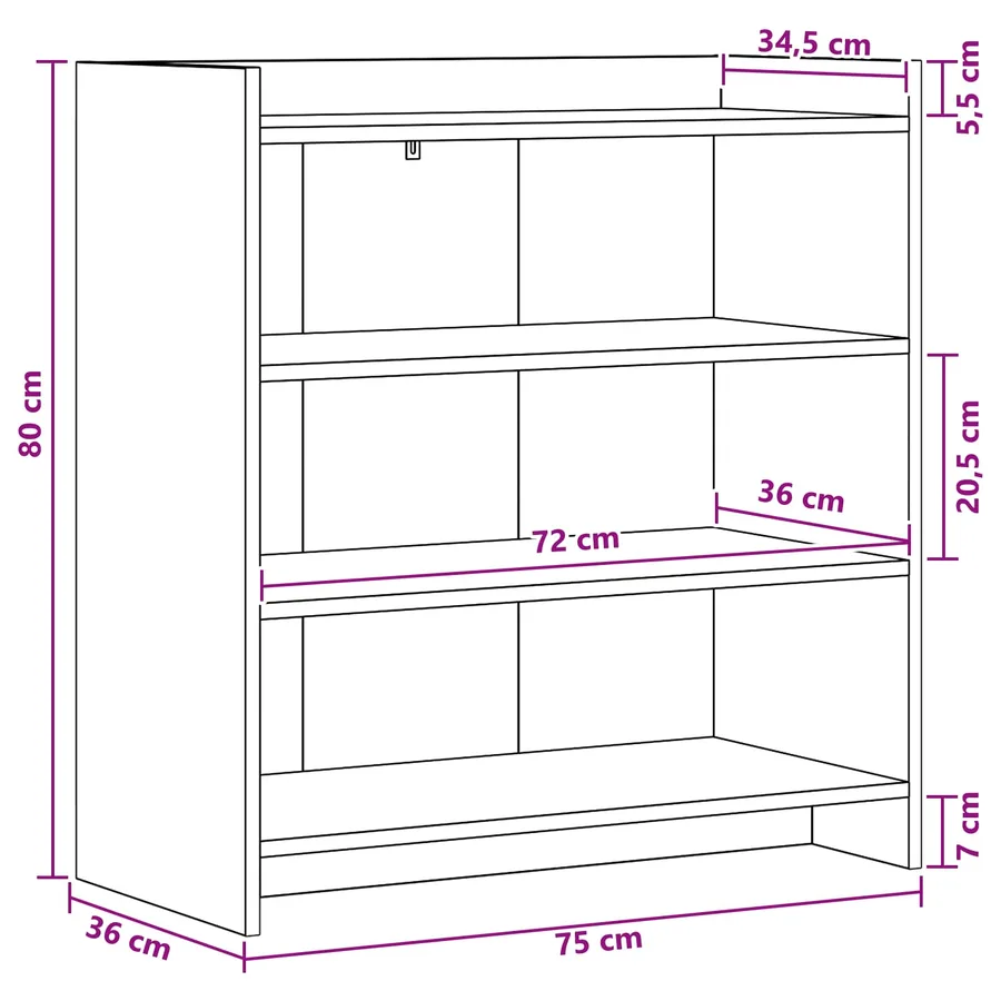 Buffet Blanc 75 x 36 x 80 cm Bois d'ingénierie - 7