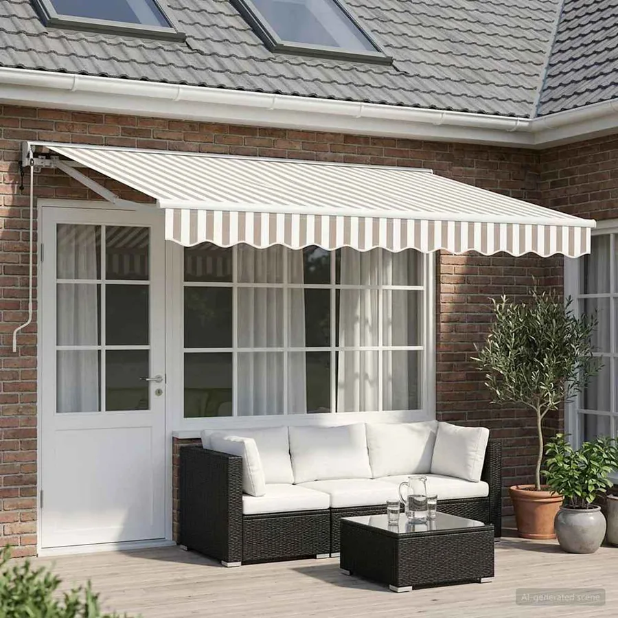 Auvent rétractable électrique Gris clair et blanc 4 × 3 m