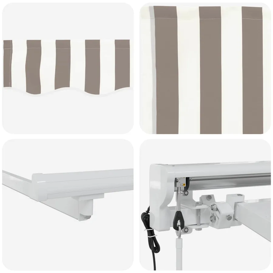 Auvent rétractable électrique Gris clair et blanc 4 × 3 m - 4