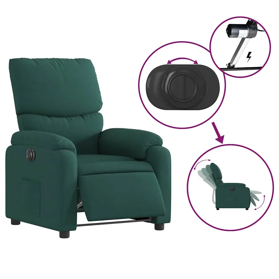 Fauteuil inclinable électrique Vert foncé Tissu - 6