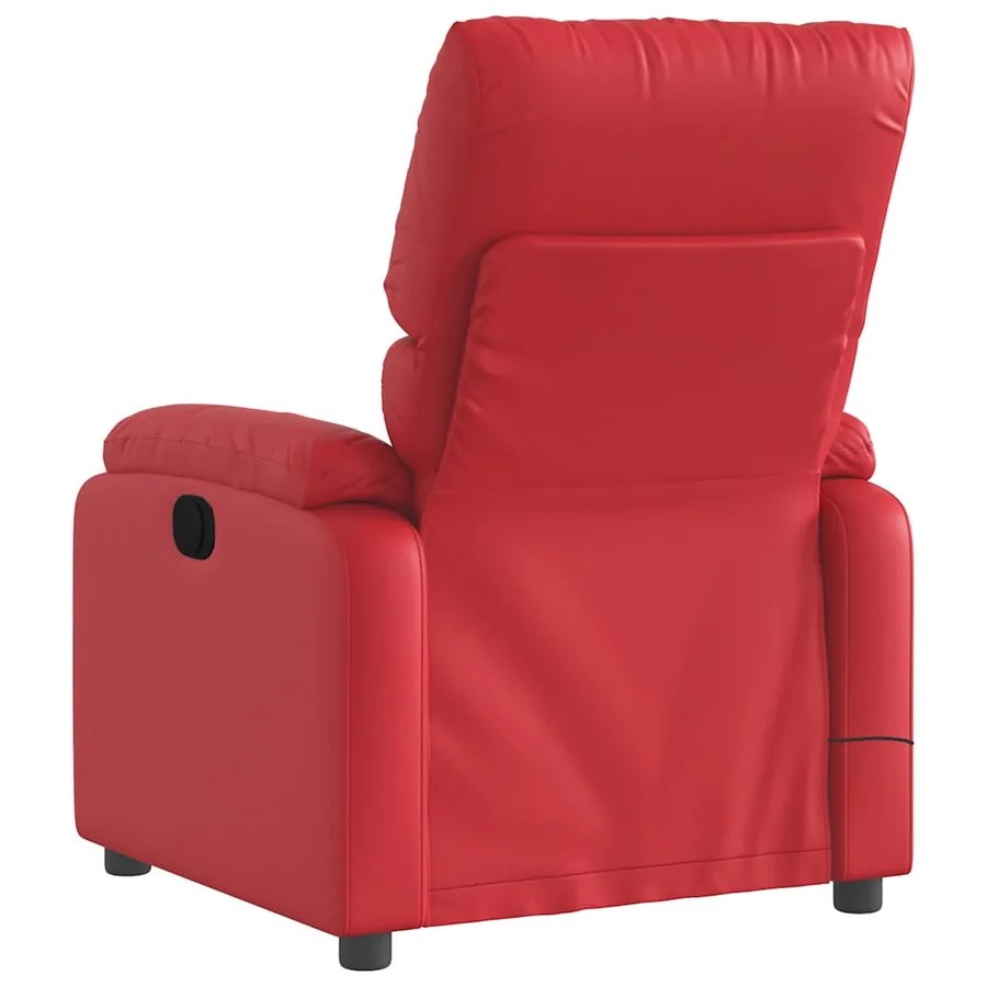 Fauteuil de massage inclinable électrique rouge similicuir - 5