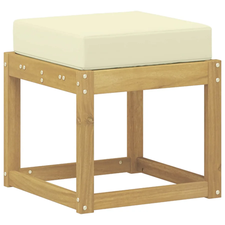 Banc de Jardin Blanc 43 x 43 x 45 cm Bois d'Acacia Massif - 2
