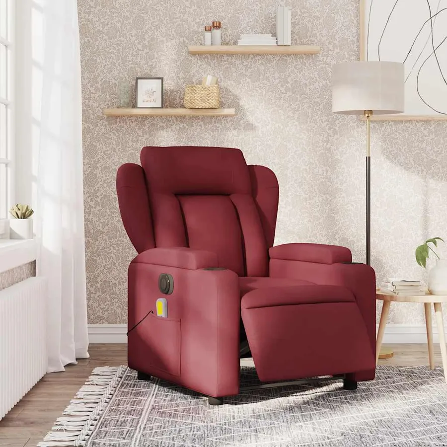 Fauteuil de massage inclinable électrique Rouge bordeaux Tissu - 16