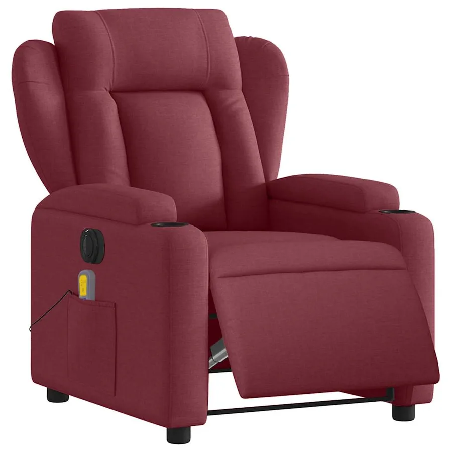 Fauteuil de massage inclinable électrique Rouge bordeaux Tissu - 3
