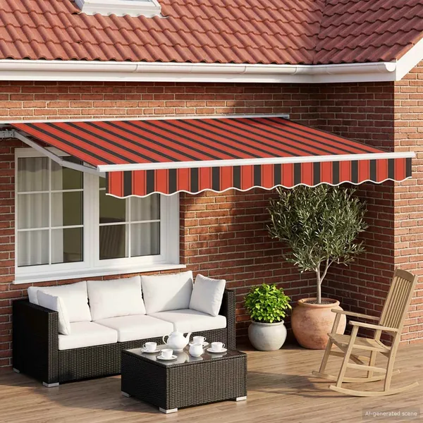 Auvent rétractable électrique Orange, Noir et Blanc 3 x 2 m