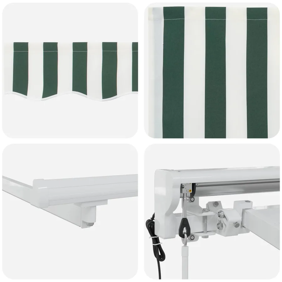 Auvent rétractable électrique Vert et blanc 2,5 x 2 m - 9