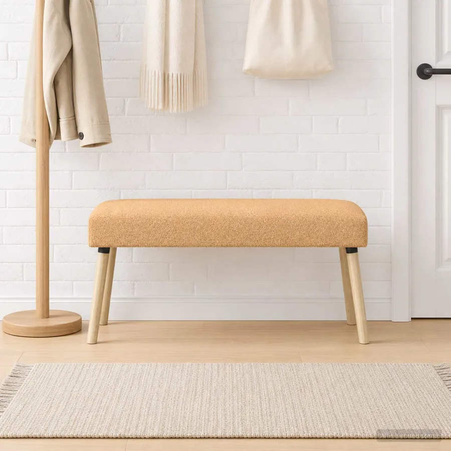 banc Uni Beige 110 x 40 x 46 cm Bouclé - 3