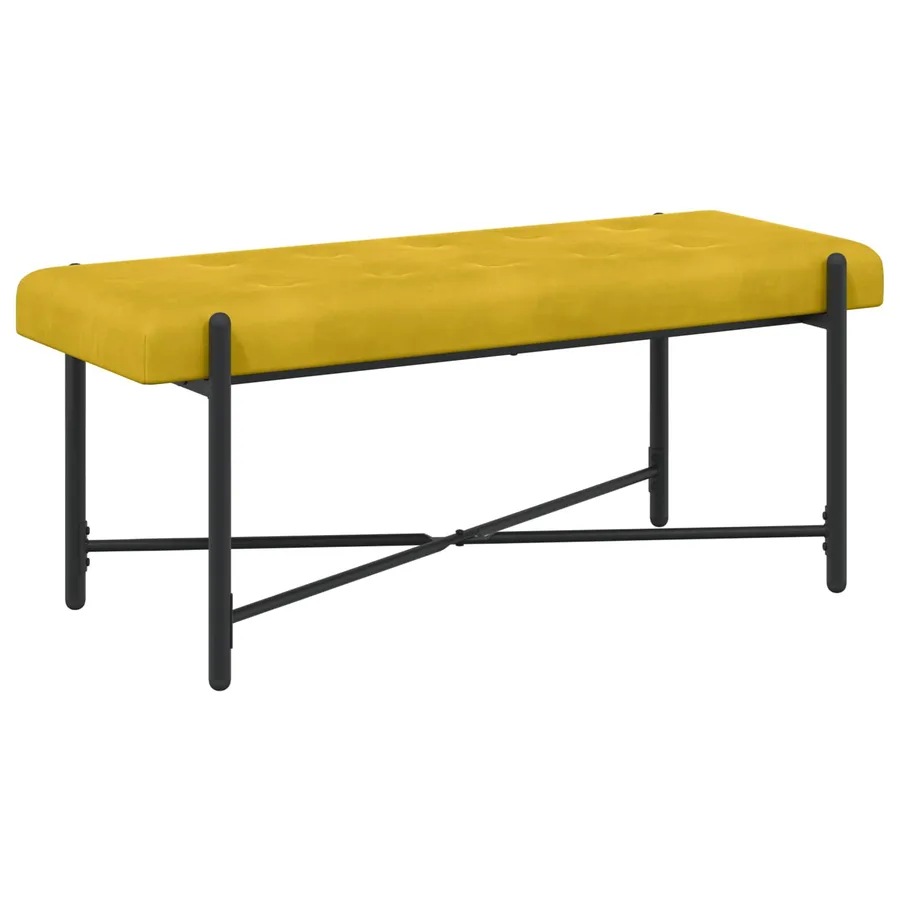 Banc capitonné à boutons avec coussins Jaune 110 x 40 x 46 cm - 5
