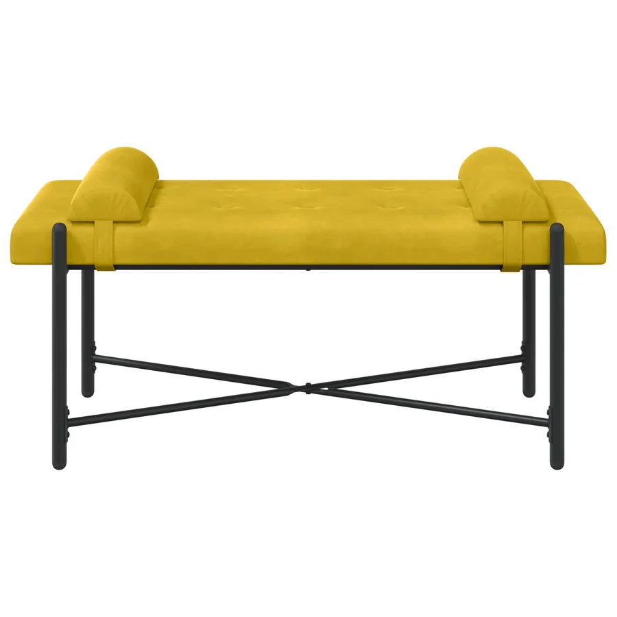 Banc capitonné à boutons avec coussins Jaune 110 x 40 x 46 cm - 6