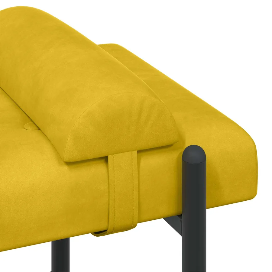 Banc capitonné à boutons avec coussins Jaune 110 x 40 x 46 cm - 7