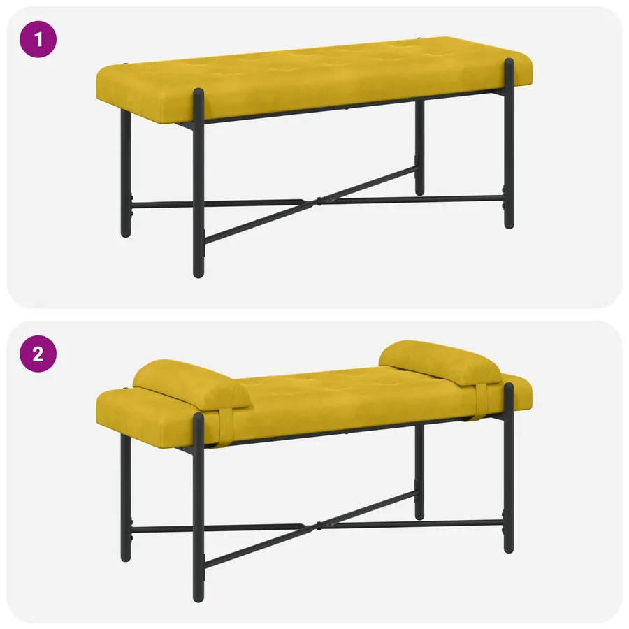 Banc capitonné à boutons avec coussins Jaune 110 x 40 x 46 cm - 9
