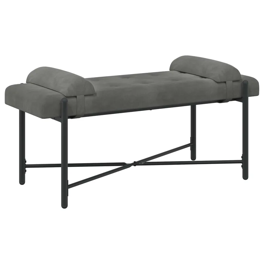 Banc capitonné à boutons avec coussins Gris foncé Velours - 2