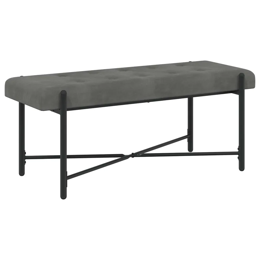 Banc capitonné à boutons avec coussins Gris foncé Velours - 5