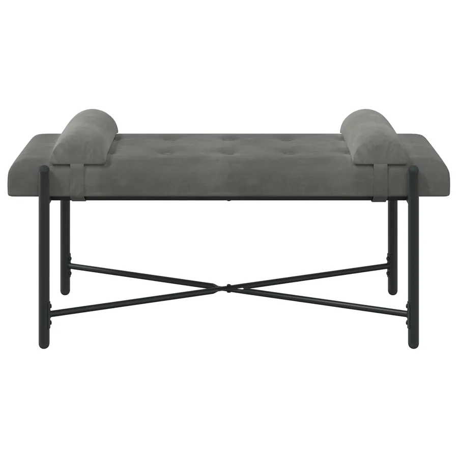Banc capitonné à boutons avec coussins Gris foncé Velours - 6