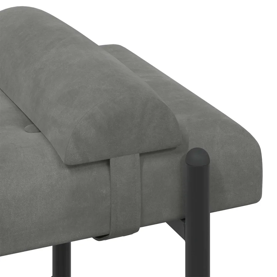 Banc capitonné à boutons avec coussins Gris foncé Velours - 7
