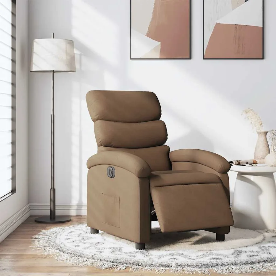 Fauteuil inclinable électrique Marron Tissu - 15