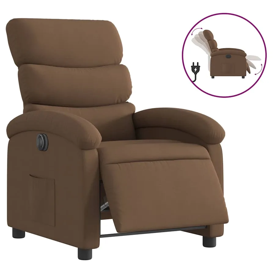Fauteuil inclinable électrique Marron Tissu - 2