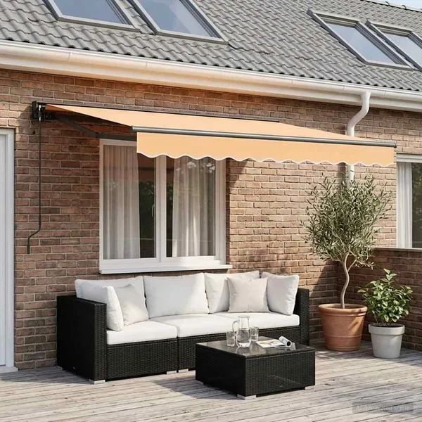 Auvent rétractable Sable 3,5 x 2,5 m Polyester et Aluminium