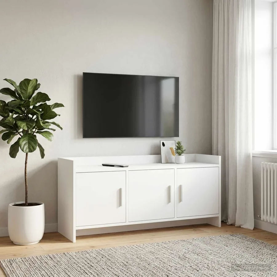 Meuble TV 102 x 33 x 47 cm Blanc Bois d'ingénierie