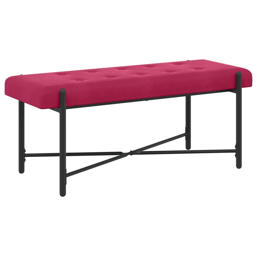 Banc capitonné à boutons avec coussins Bordeaux Velours - 5